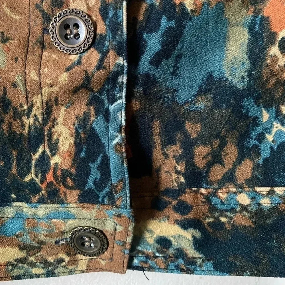 Christopher & Banks*  Faux Suede Camo Multicolored long sleeves Jacket Size XLP - Picture 6 of 7